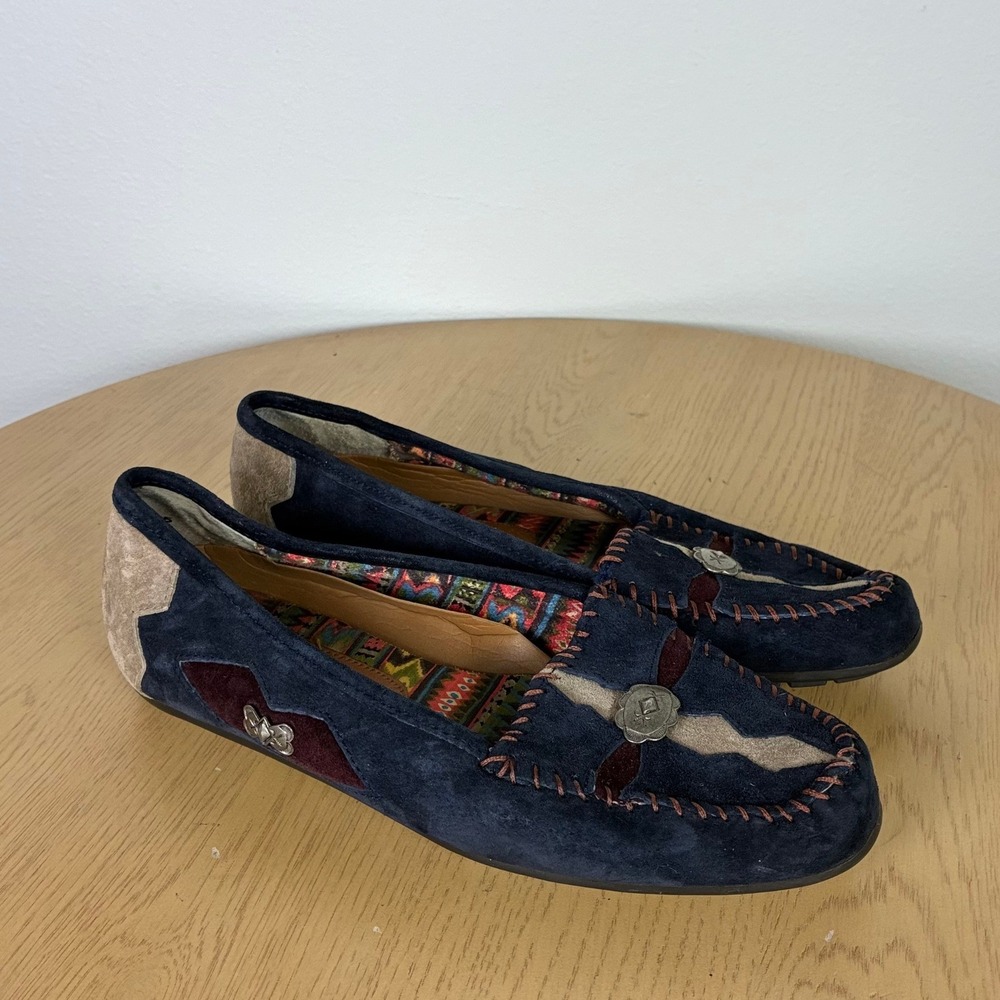 Vintage Hush Puppies Southwestern Concho Loafers Women's 7 Granola Girl Boho
